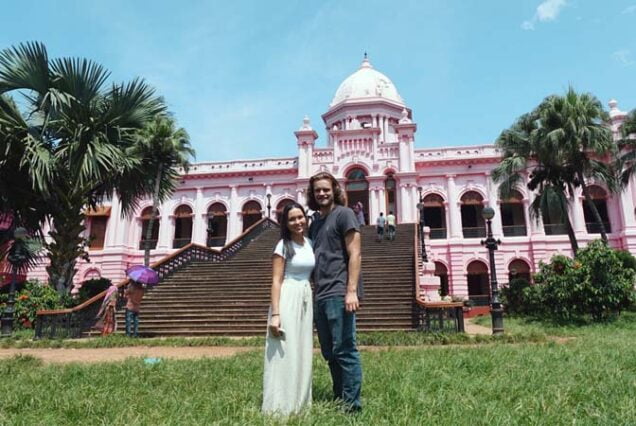 Couple in front of Pink Palace ( Ahsan Manzil)