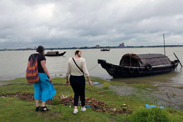 Tourists in a River Island during the Meghna River Boat Ride