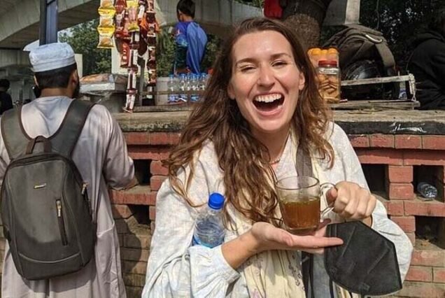 Tourist enjoying tea at University area on Old Dhaka Tour like a local